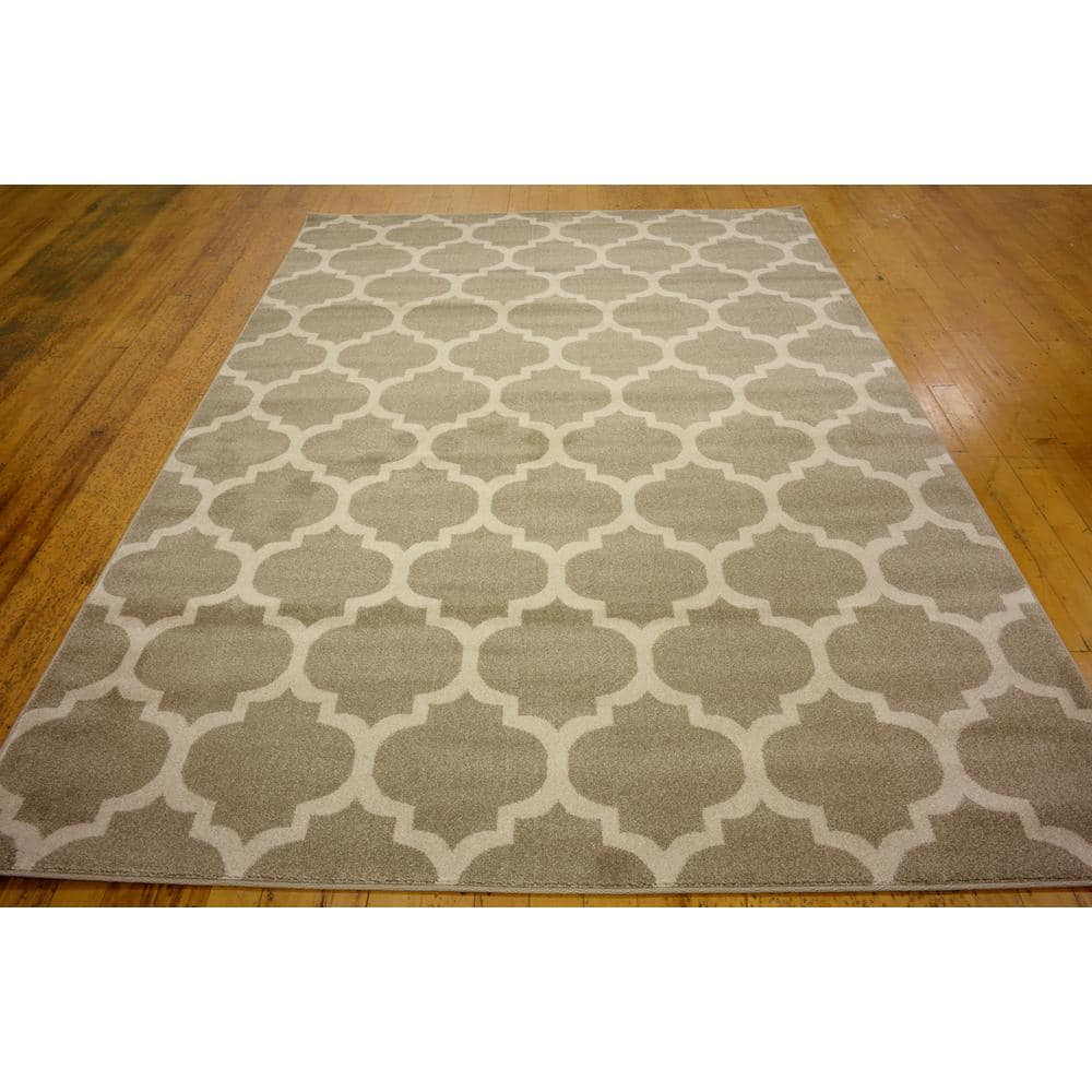 Unique Loom Trellis Collection Area Rug - Philadelphia (7' 1" x 10' Rectangle Light Brown/Beige)