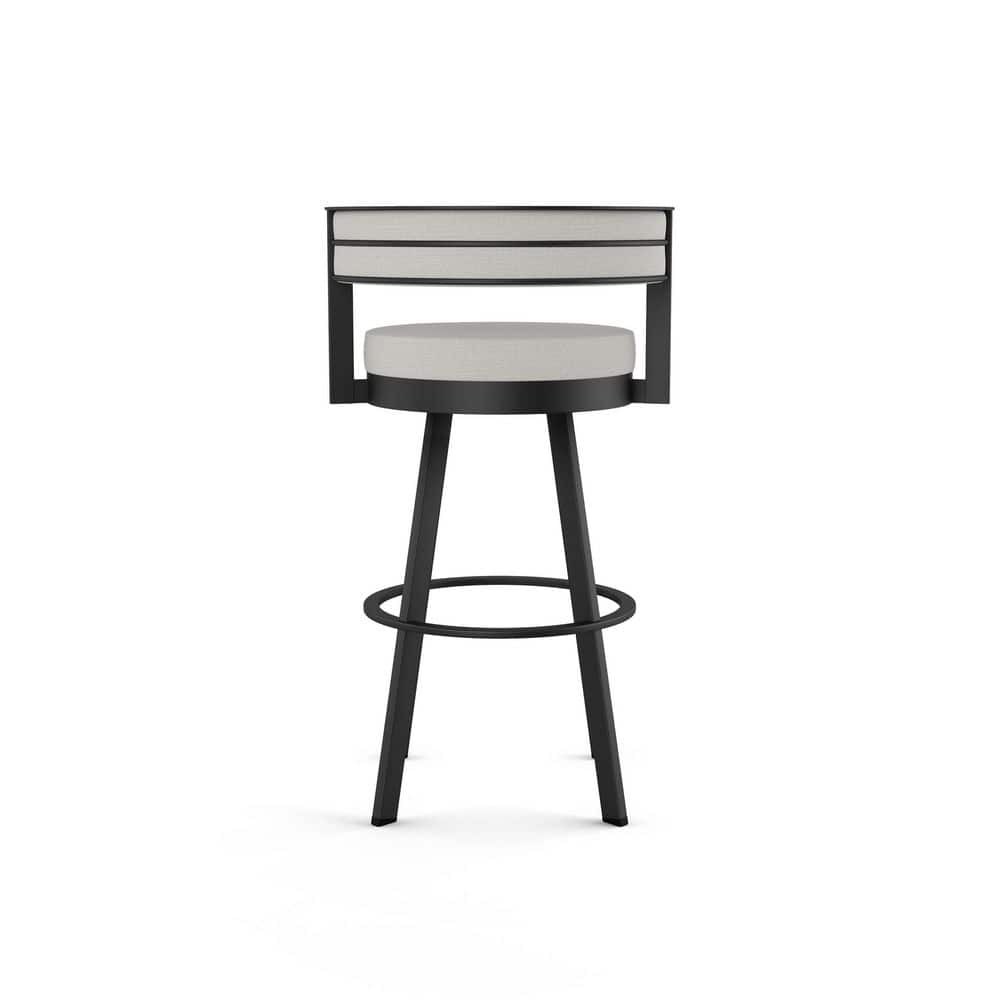 Browser 26 in. Light Grey Polyester/Black Metal Swivel Counter Stool