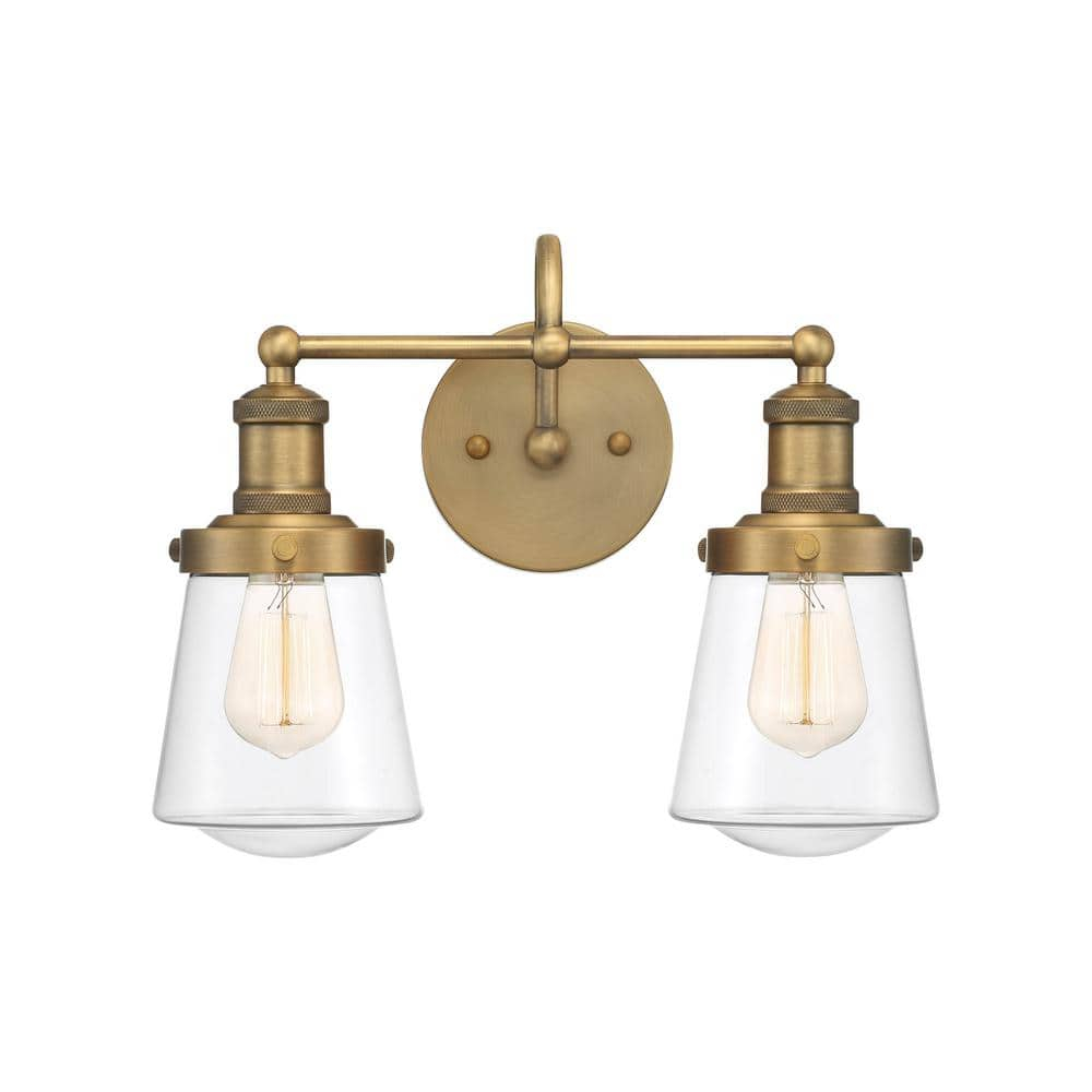 Designers Fountain Taylor 2 Light Old Satin Brass Bathroom Vanity Light Fixture, 69502-OSB
