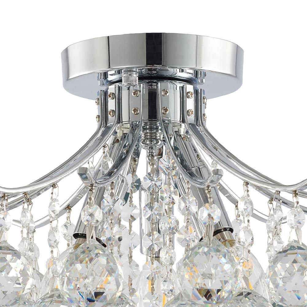 Elegant Chrome 12'' Crystal Semi Flush Mount Lighting