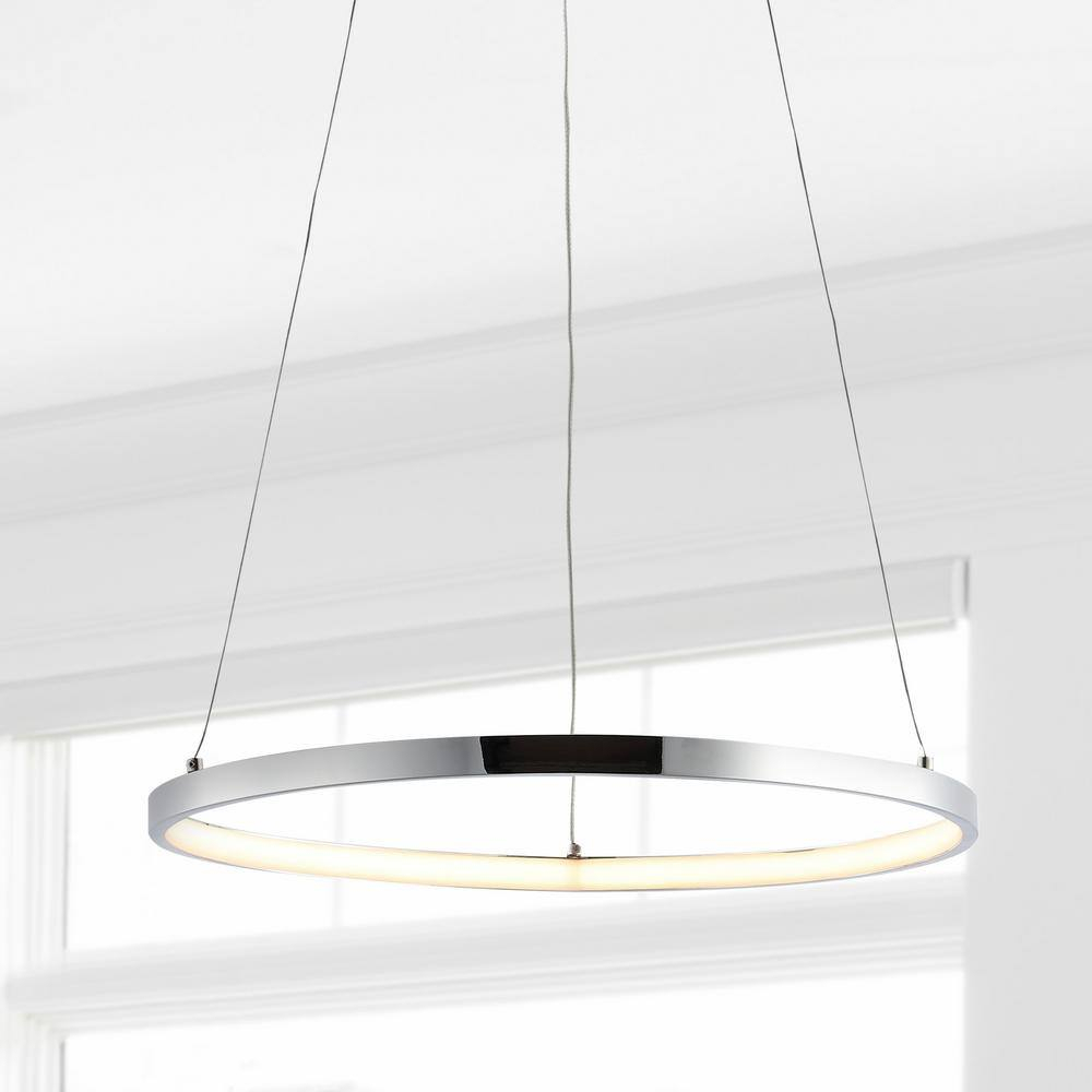 Bradley 15.75 in. 1-Light Integrated LED Chrome Modern Contemporary Metal Round Pendant