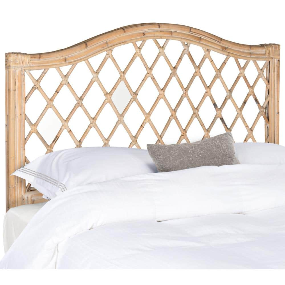 SAFAVIEH Gabrielle Coastal Geometric Wicker Headboard, Queen, White Washed
