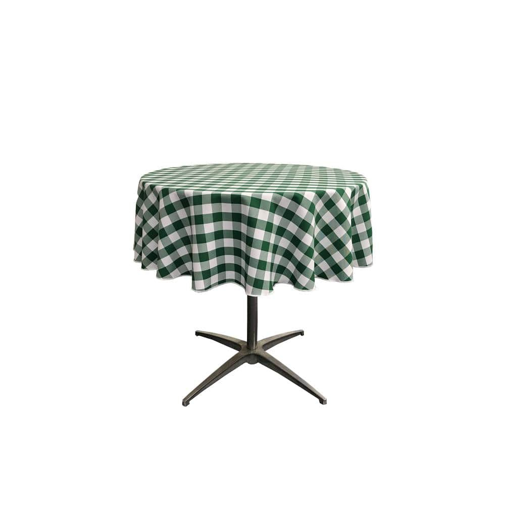 TCcheck51R-HunterGreenK20 Polyester Gingham Checkered Tablecloth, White & Hunter Green - 51 in. Round