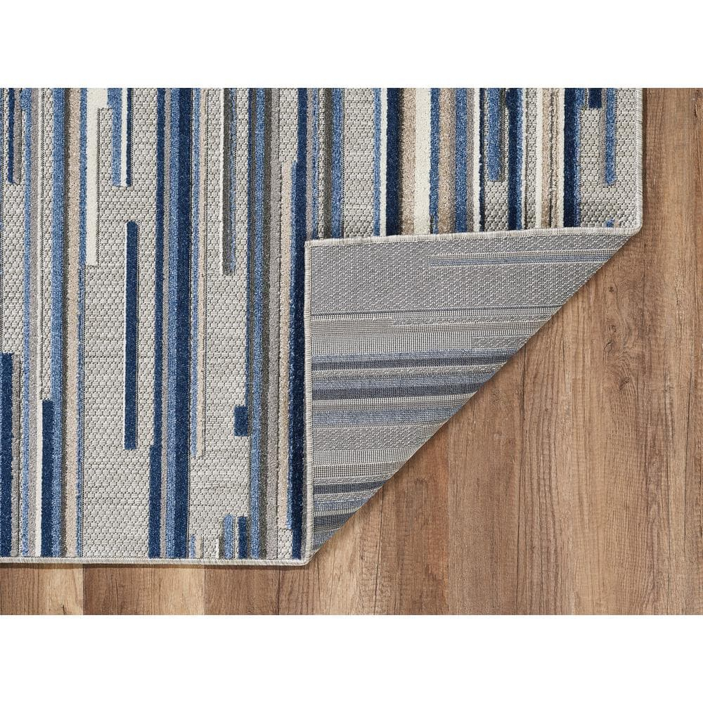 Calla Blue Denni 2 ft. x 4 ft. Coastal Abstract Indoor/Outdoor Area Rug
