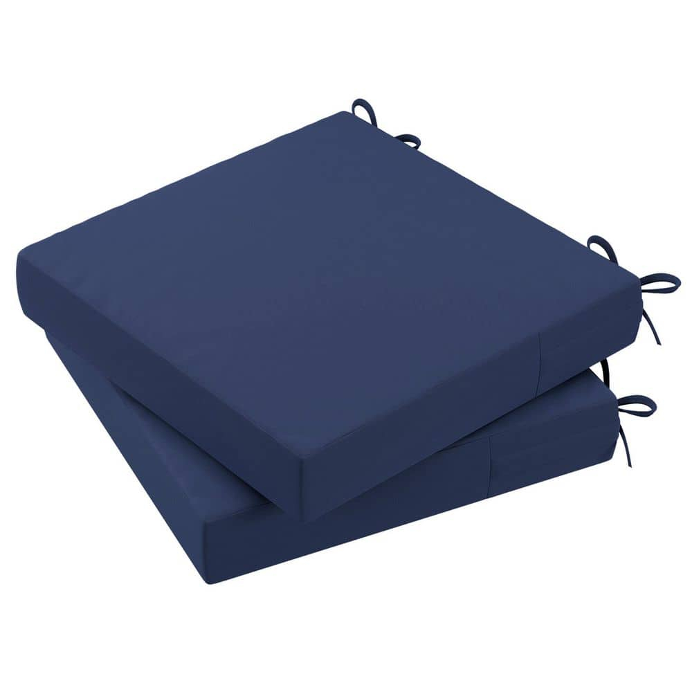 18 in. x 18 in. x 2 in. Outdoor Square Dining Chair Seat Cushion for Patio Furniture, Navy Blue (2-Pack)