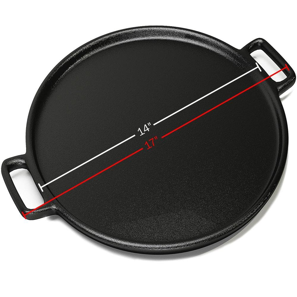 Home-Complete 14" Cast Iron Pizza Pan, Skillet Kitchen Cookware