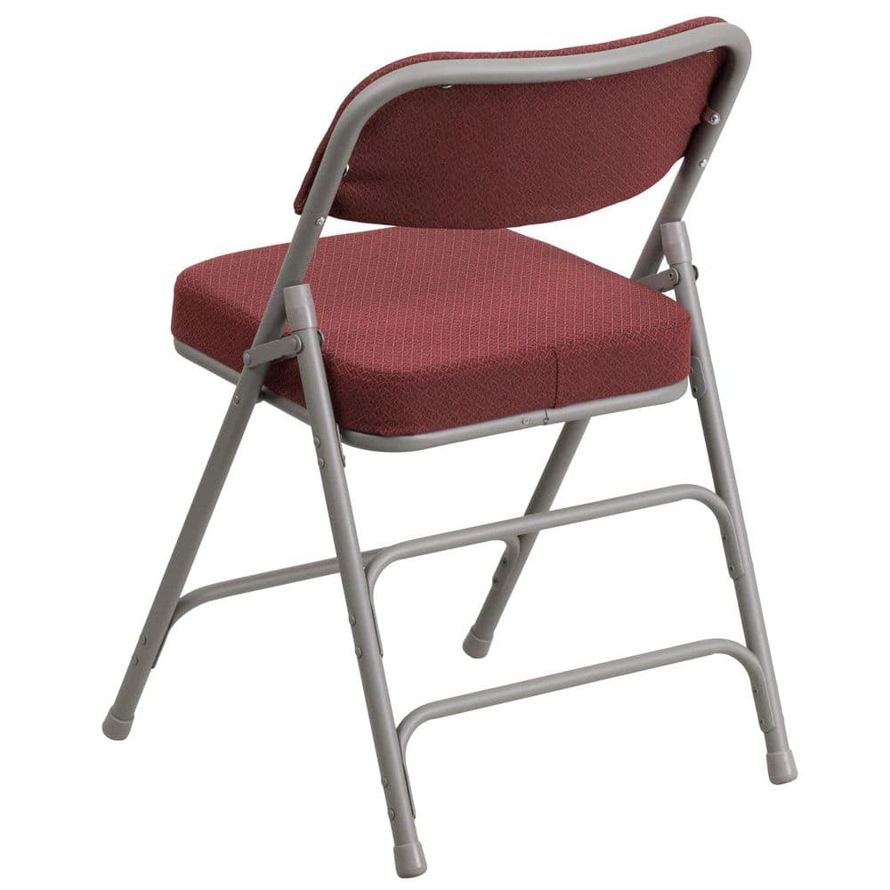 Flash Furniture HERCULES Series Premium Curved Triple Braced & Double Hinged Burgundy Fabric Metal Folding Chair