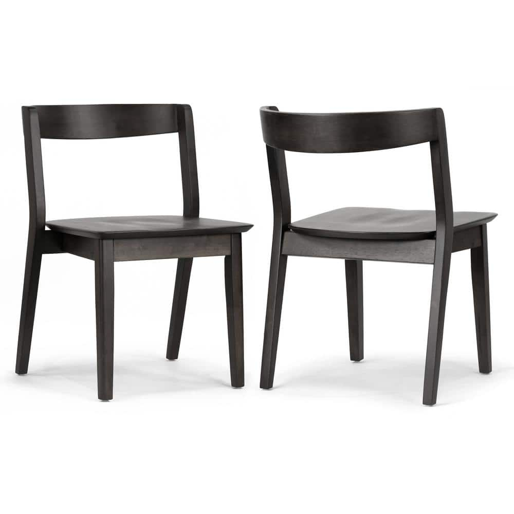 Glamour Home Astor 17.52" Wood Chairs with Curved Back in Black (Set of 2)