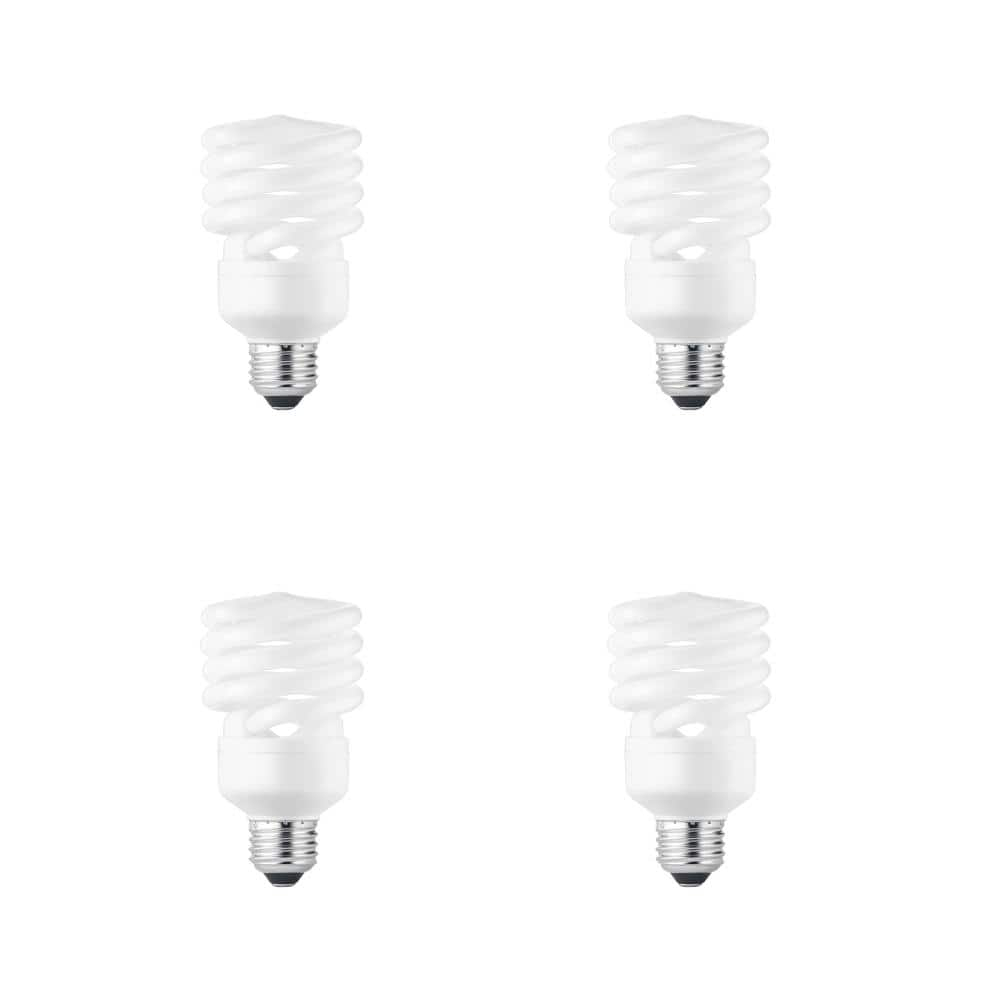 100-Watt Equivalent A21 Spiral Non-Dimmable E26 Base  EcoSmart Compact Fluorescent CFL Light Bulb, Daylight 5000K (4-Pack) ESL23T2/5K/4/ESM