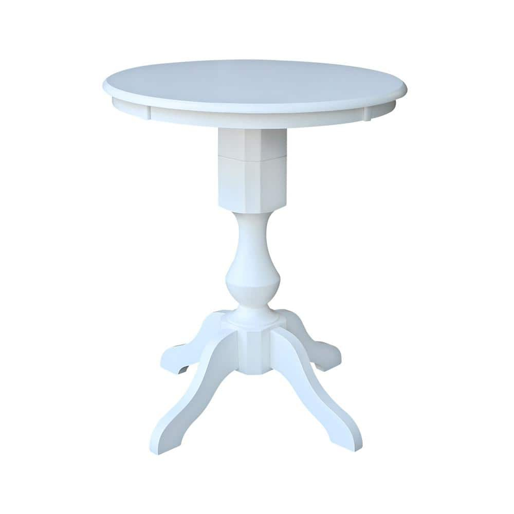 30" Round Top Pedestal Counter Height Table - White