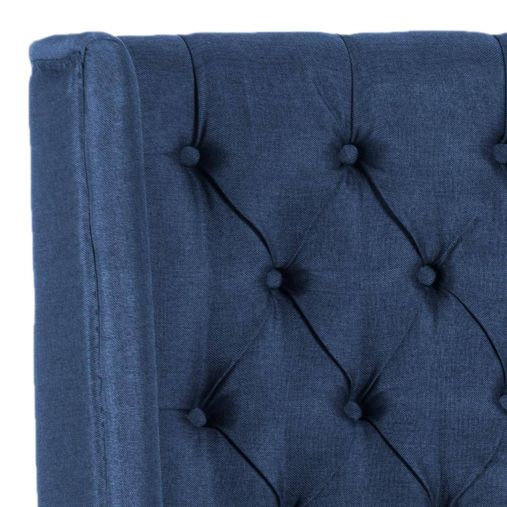 SAFAVIEH London Retro Winged Tufted Headboard with Flat Nail Heads, Full, Navy