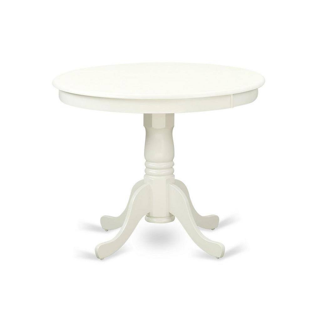 East West Furniture Antique 3-piece Dining Set with Fabric Seat in Linen White