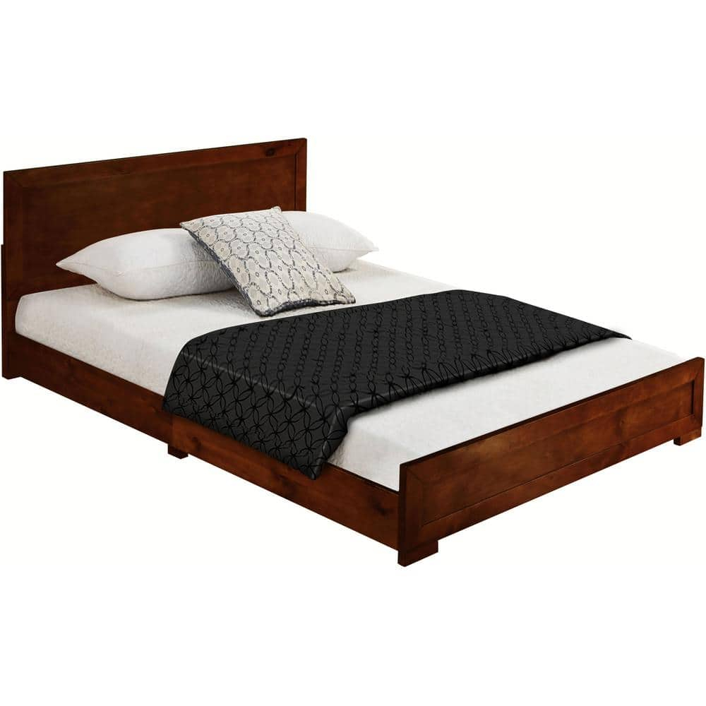 Trent Wooden Platform Bed, Walnut, Queen Size - 82.28 x 62.99 x 35.43 in.