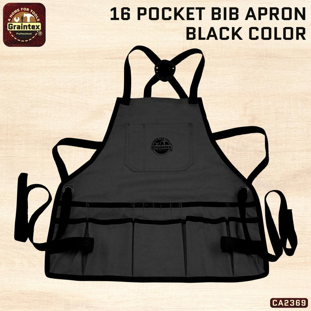 Graintex CA2393 :: Bib Apron 16 Pocket Orange Color Rip-stop Canvas, One Size Fits All