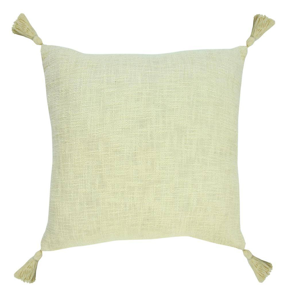 Ox Bay Hampton 20" x 20" Yellow Solid Cotton Reversible Adult Decorative Throw Pillow