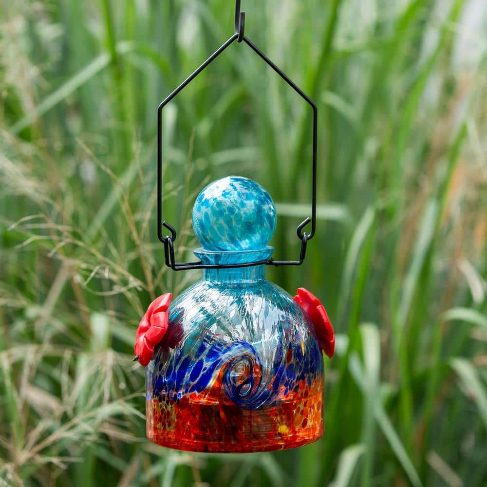 Echo Valley LunaLite Bell Hummingbird Feeder, Aqua/Red
