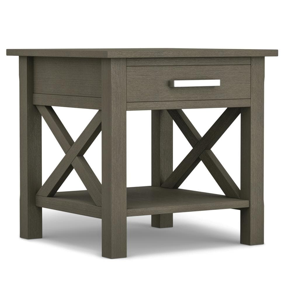 Simpli Home Kitchener Square End Table in Farmhouse Gray