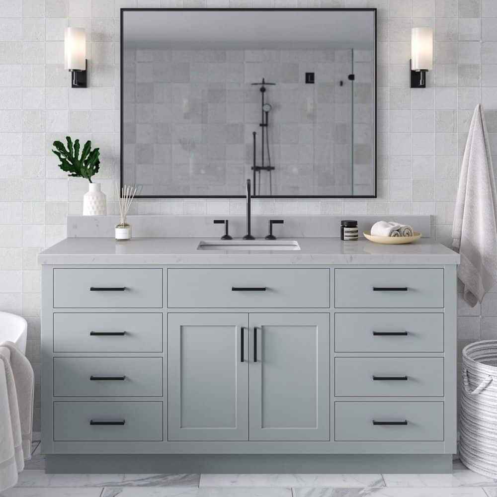 Ariel T066scqrvo Hepburn 66" Free Standing Single Basin Vanity Set - Grey