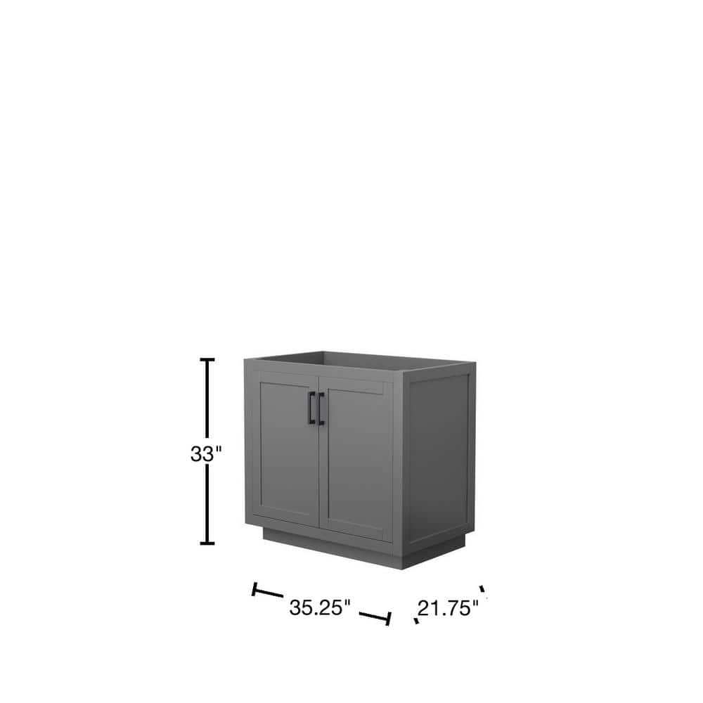 Miranda 36-Inch Dark Gray Matte Black Trim Freestanding Bathroom Vanity