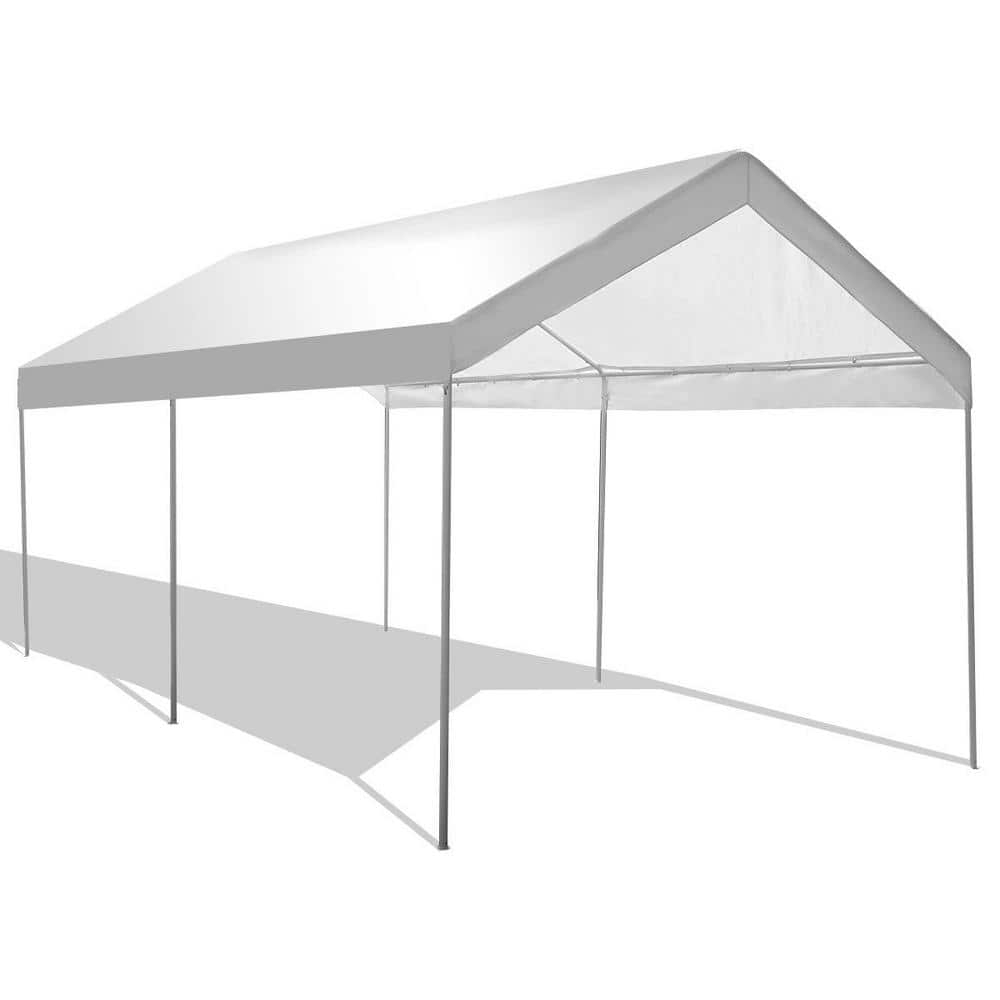 White Steel Frame 10 x 20 ft Portable Car Canopy Shelter