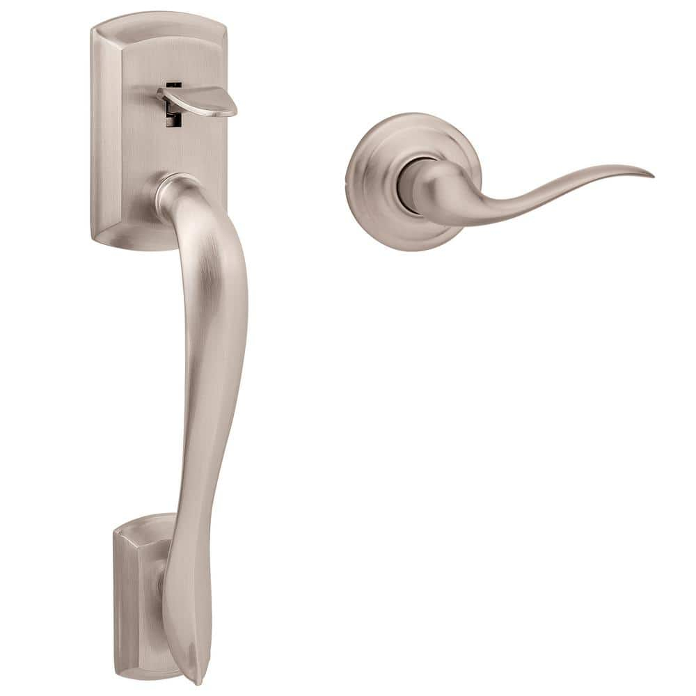 Avalon Satin Nickel Entry Door Handleset with Tustin Lever
