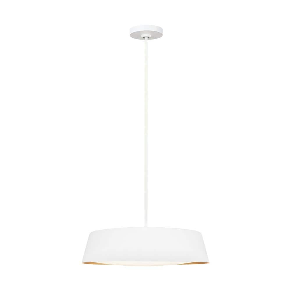 Matte White Glass Drum Pendant Light with Silk Shade