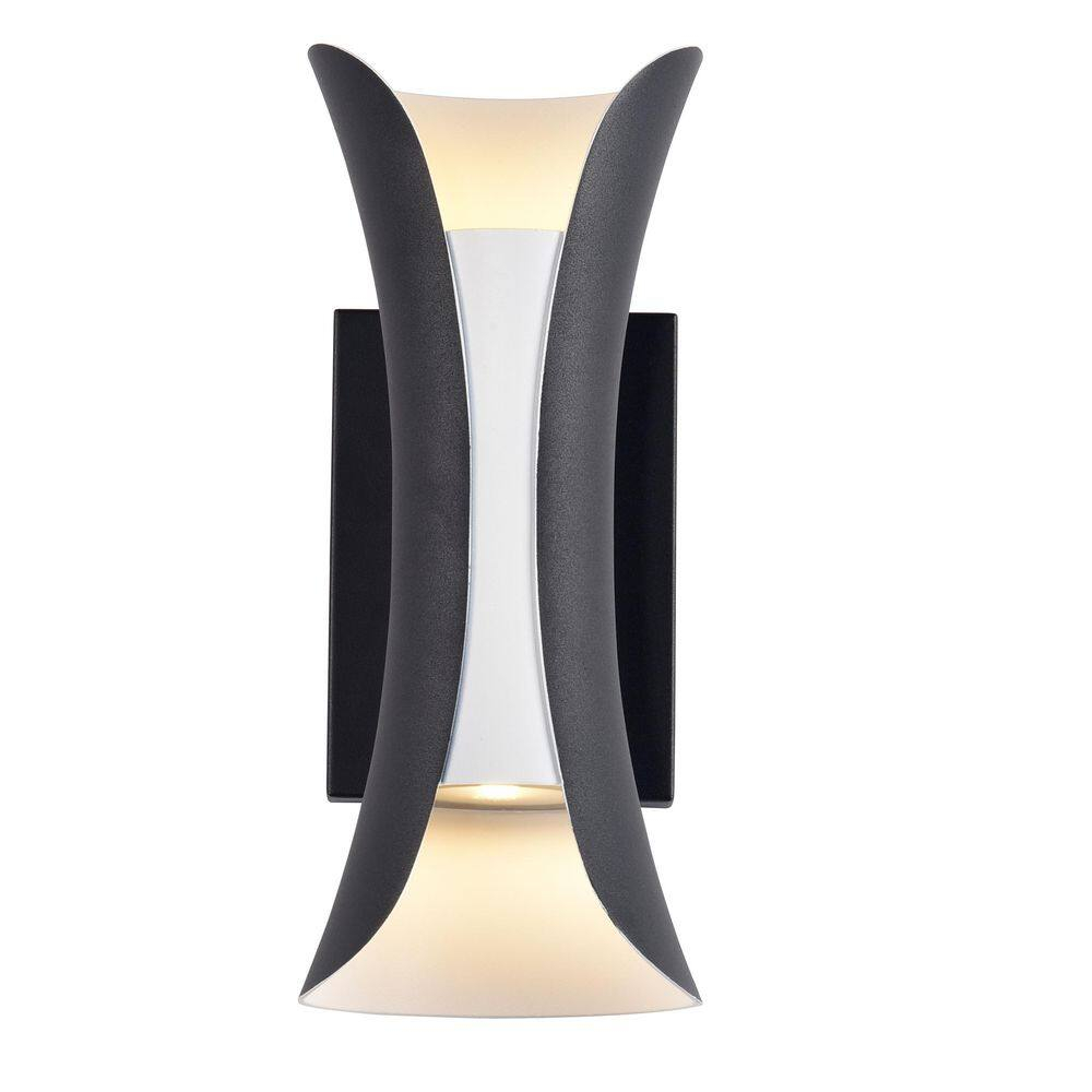 C Cattleya LED 2-Light Outdoor Wall Sconce, Wall Light Fixture-Black and White Finish