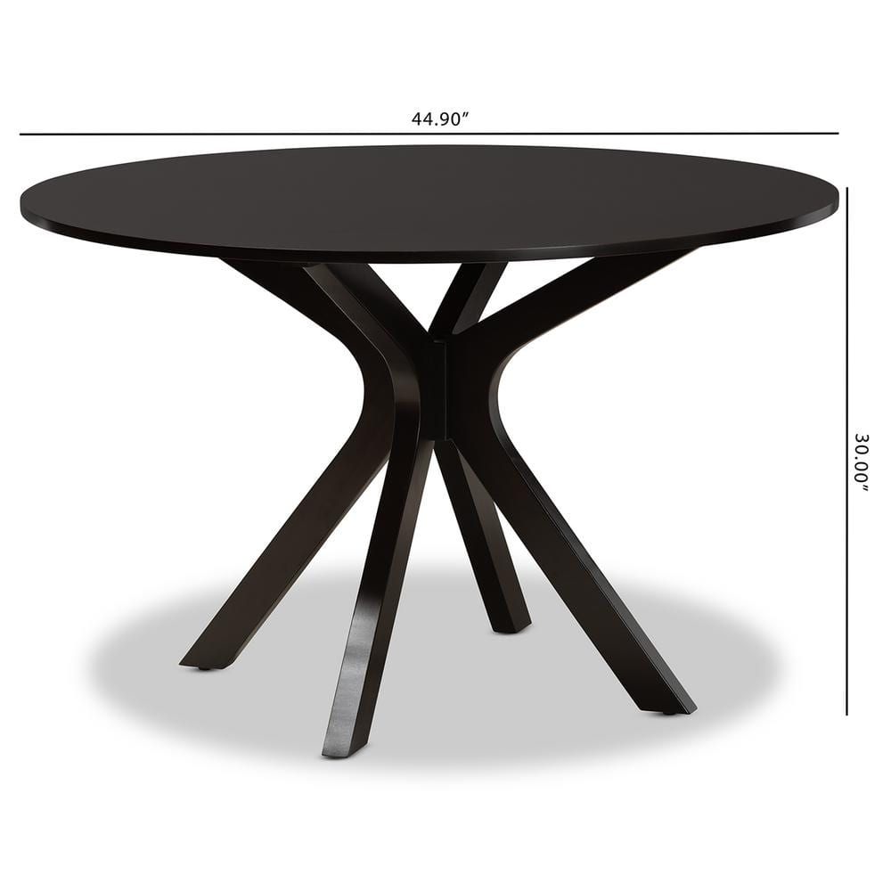 Baxton Studio Kenji Dark Brown Finished 48-Inch-Wide Round Wood Dining Table