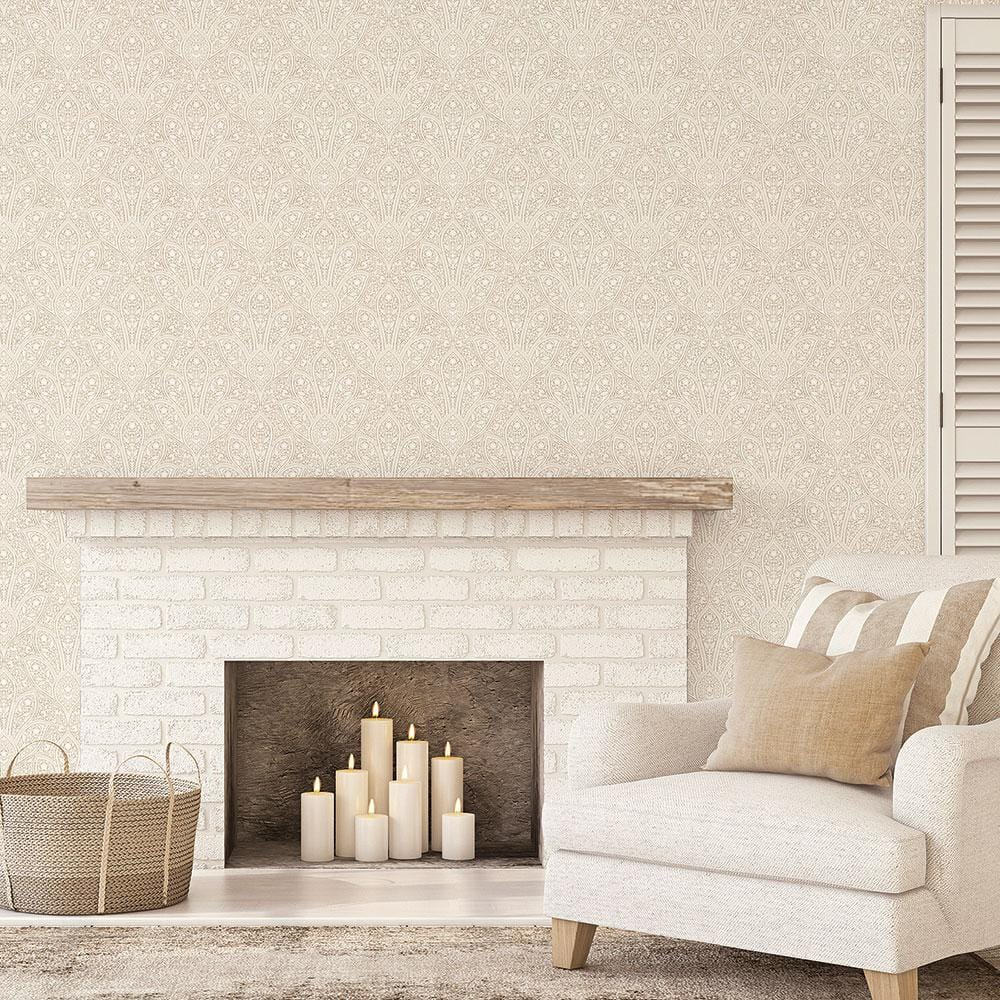 Distressed Paisley Vinyl Roll Wallpaper (Covers 55 sq. ft.)