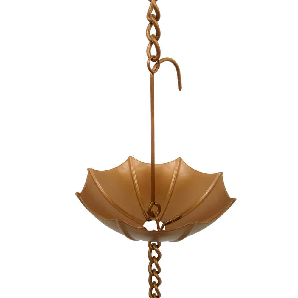 Copper Colored Rain Chain for Gutters & Downspouts (Umbrella Design)