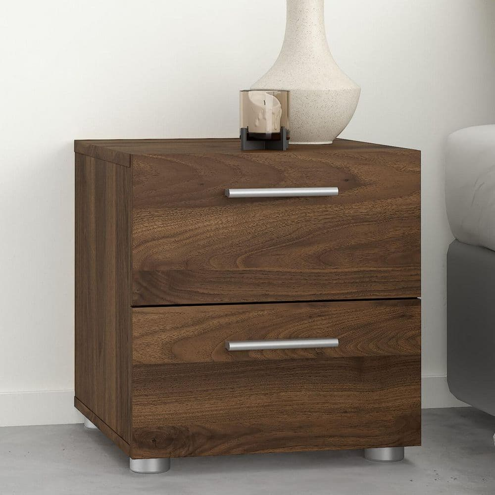 Tvilum Loft 2 Drawer Bedroom Nightstand for Adults, Walnut