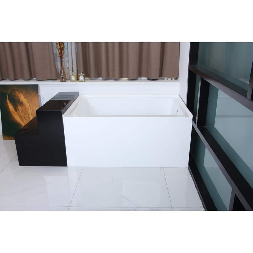 48 in. Aqua Eden Ambry Acrylic Alcove Tub with Right Hand Drain Hole, White