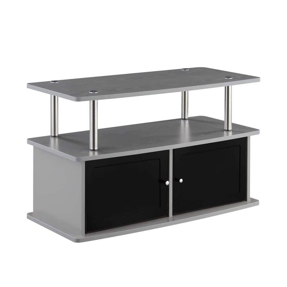 Convenience Concepts Designs2Go TV Stand with 2 Storage Cabinets and Shelf for TVs up to 40", Gray