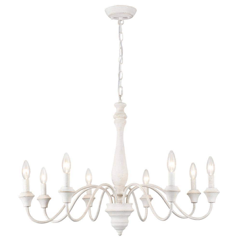 8-Light White Dimmable Classic / Traditional French Country Candle Chandelier for Kitchen Island with no bulbs included