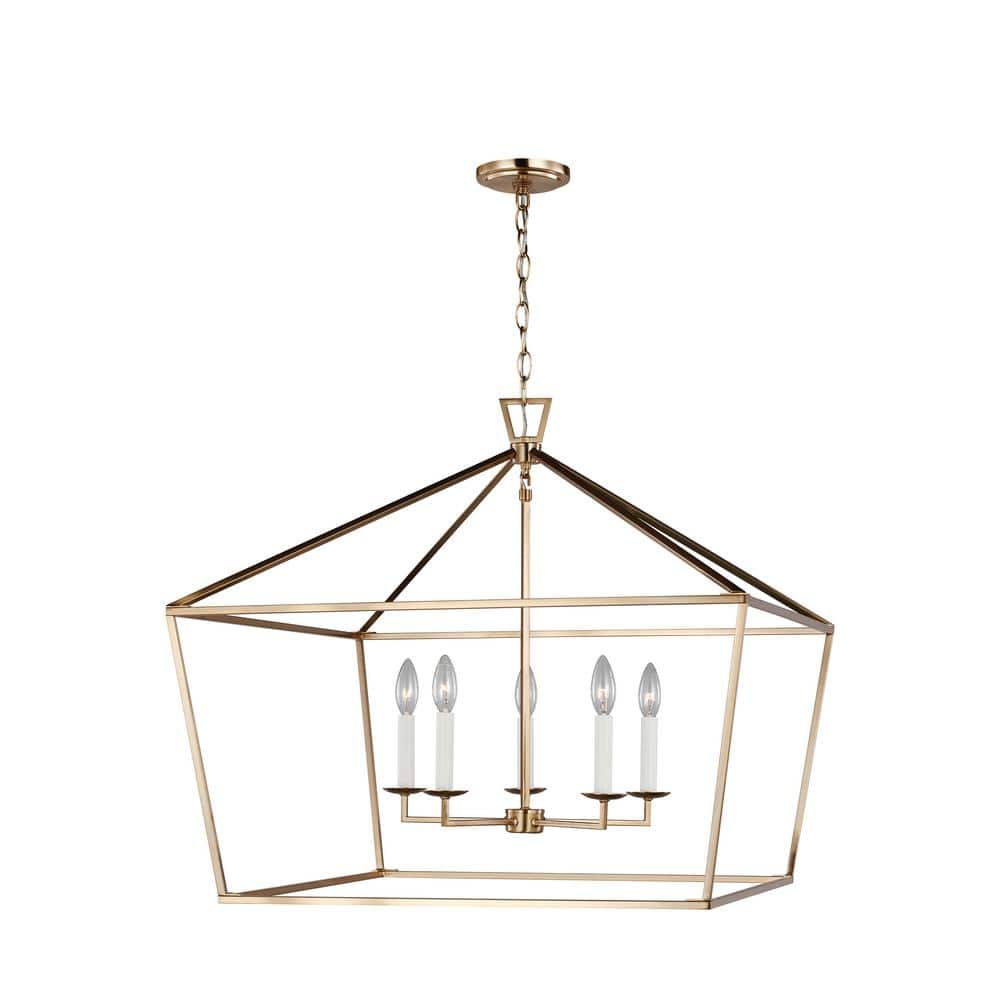 Dianna 25" Satin Brass 5-Light Farmhouse Pendant
