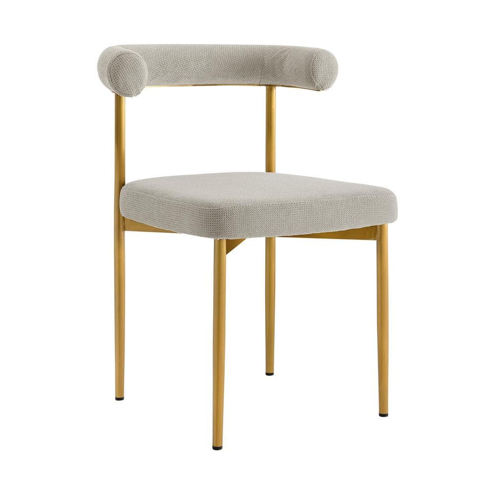 Shannon Dining Chair with Gold Brushed Stainless Steel and Taupe Fabric - Set of 2