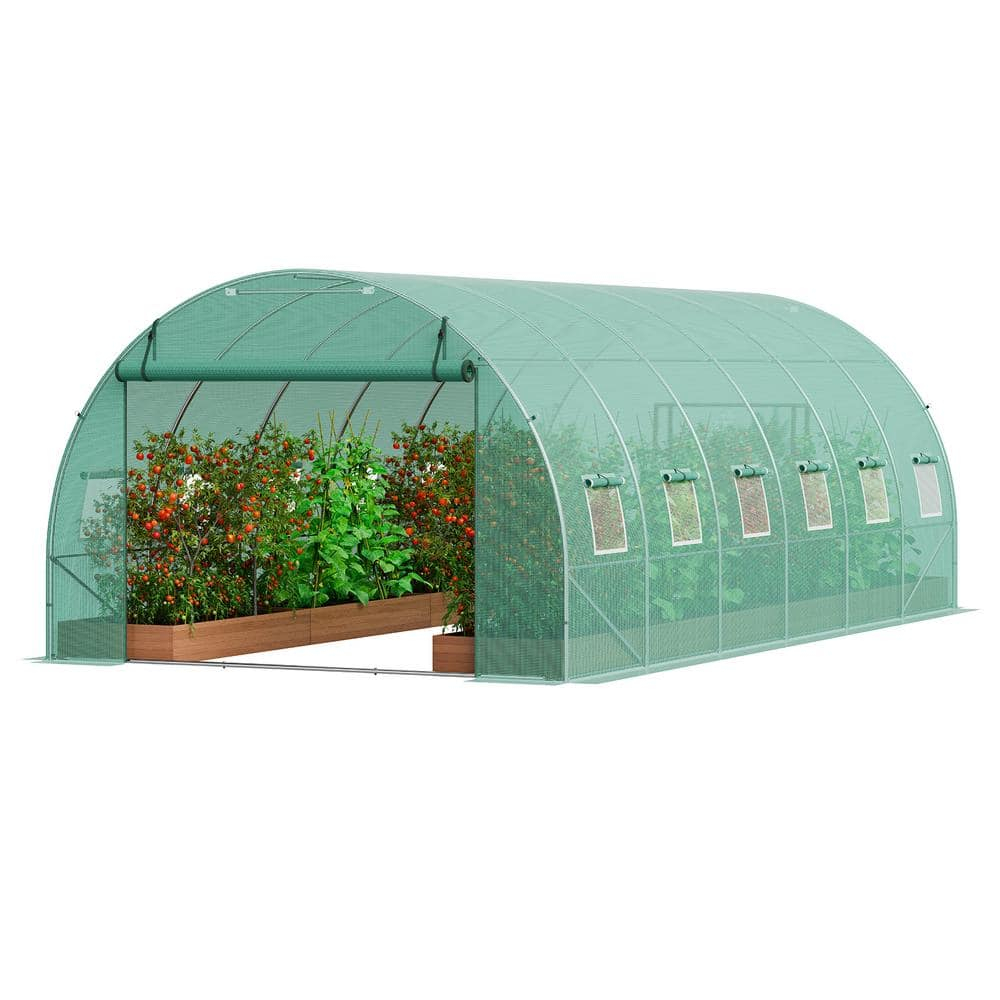 Large Green Walk-In Tunnel Greenhouse with Galvanized Steel Frame