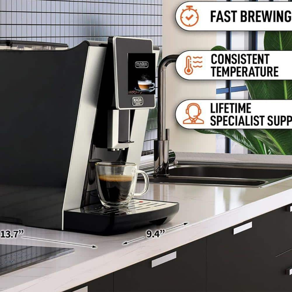 Magia AMPRO Automatic Espresso Machine with Grinder, Super Automatic Coffee Machine and Milk Frother by Zulay Kitchen
