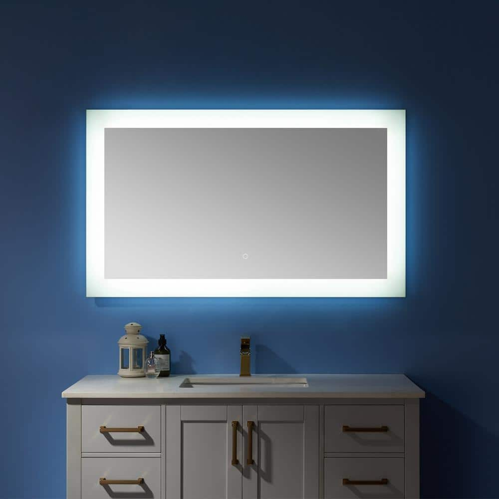Vinnova Callista 48" Rectangle LED Lighted Bathroom Vanity Wall Mirror, Clear
