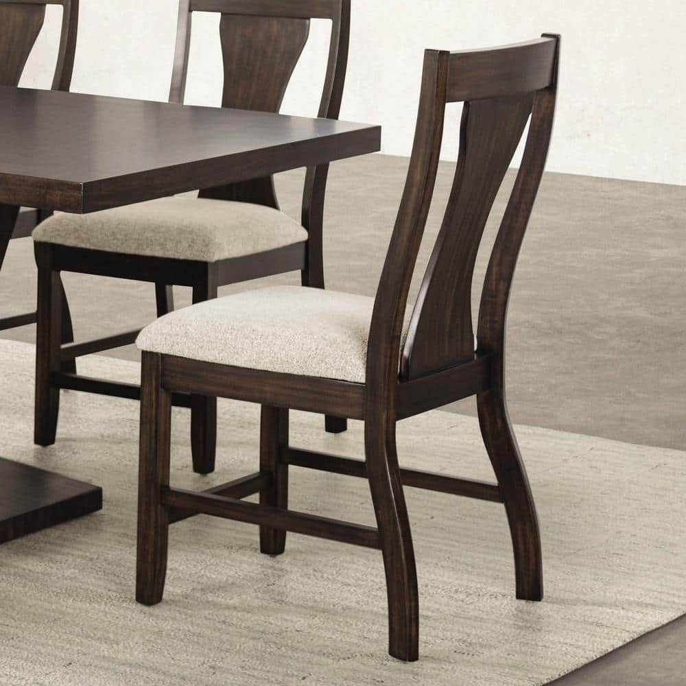 Furniture of America Rhiannon Upholstered Solid Wood Side Chairs, Set of 2, Espresso