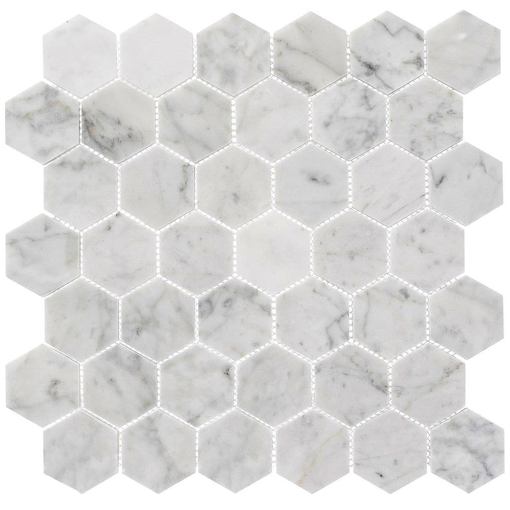 SAMPLE-Channing 2" x 2" Marble Honeycomb Mosaic Floor Use Tile