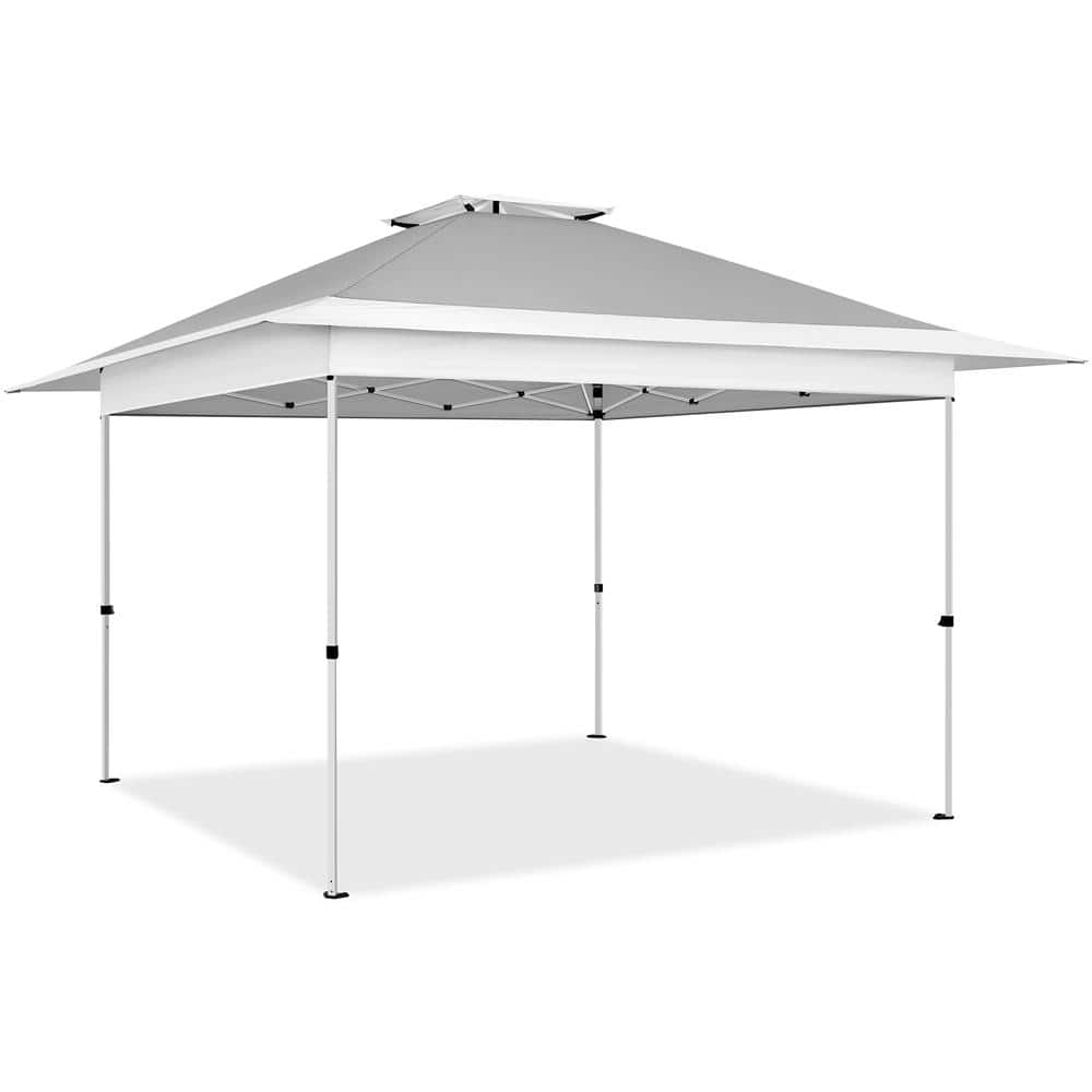 13 ft. × 13 ft. Pop-up Canopy with Rolling Storage Bag Light Gray/White
