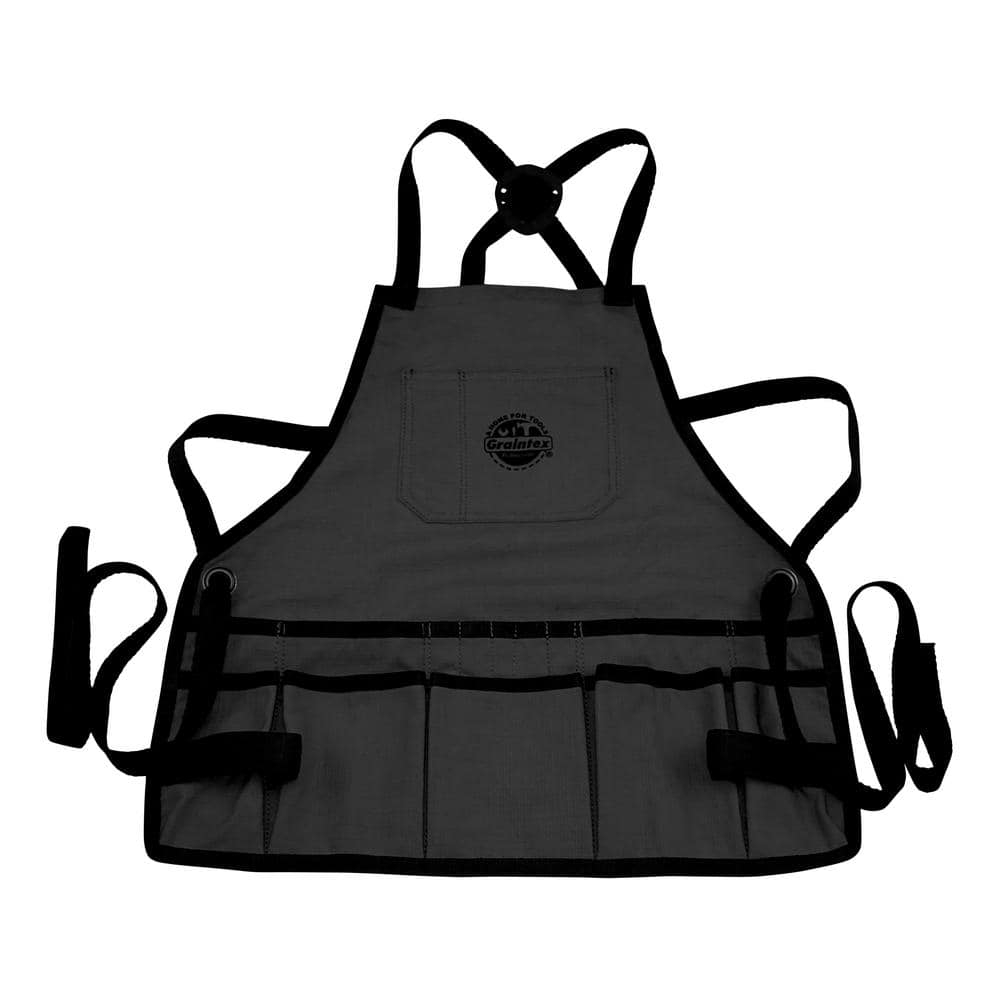 Graintex CA2393 :: Bib Apron 16 Pocket Orange Color Rip-stop Canvas, One Size Fits All