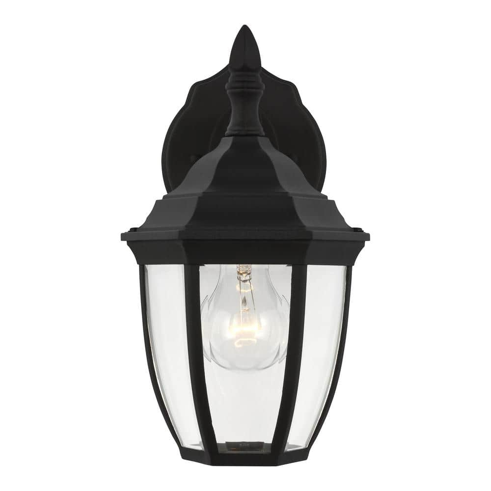 Bakersville 11'' Black Steel Outdoor Lantern Sconce with Clear Beveled Glass