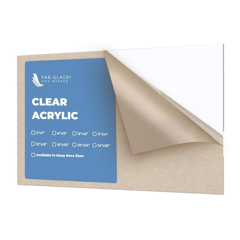 Fab Glass and Mirror Plastic PET Acrylic Plexiglass Sheet 12" x 12" with Protective Film, 1/4"(6mm) Thick Clear Panel for DIY Craft Projects, Picture Frame, Signs & Table Top (ACR6M12X12SQ)