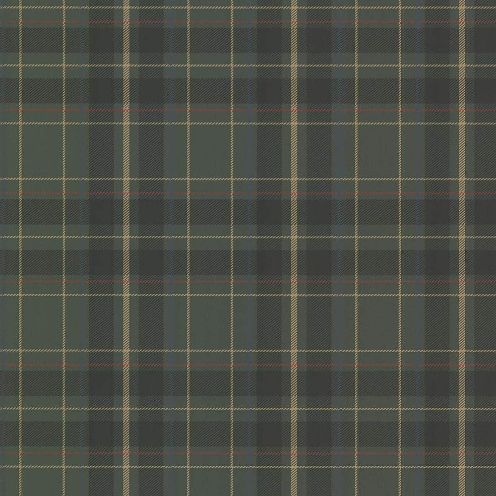 Beacon House Caledonia Dark Green Plaid Unpasted Non Woven Wallpaper, 20.5-in by 33-ft, 56.4 sq. ft.