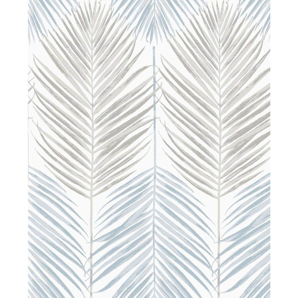 NextWall  Two Toned Palm Peel and Stick Wallpaper 20.5 in. W x 18 ft. L - Blue Mist & Daydream Grey