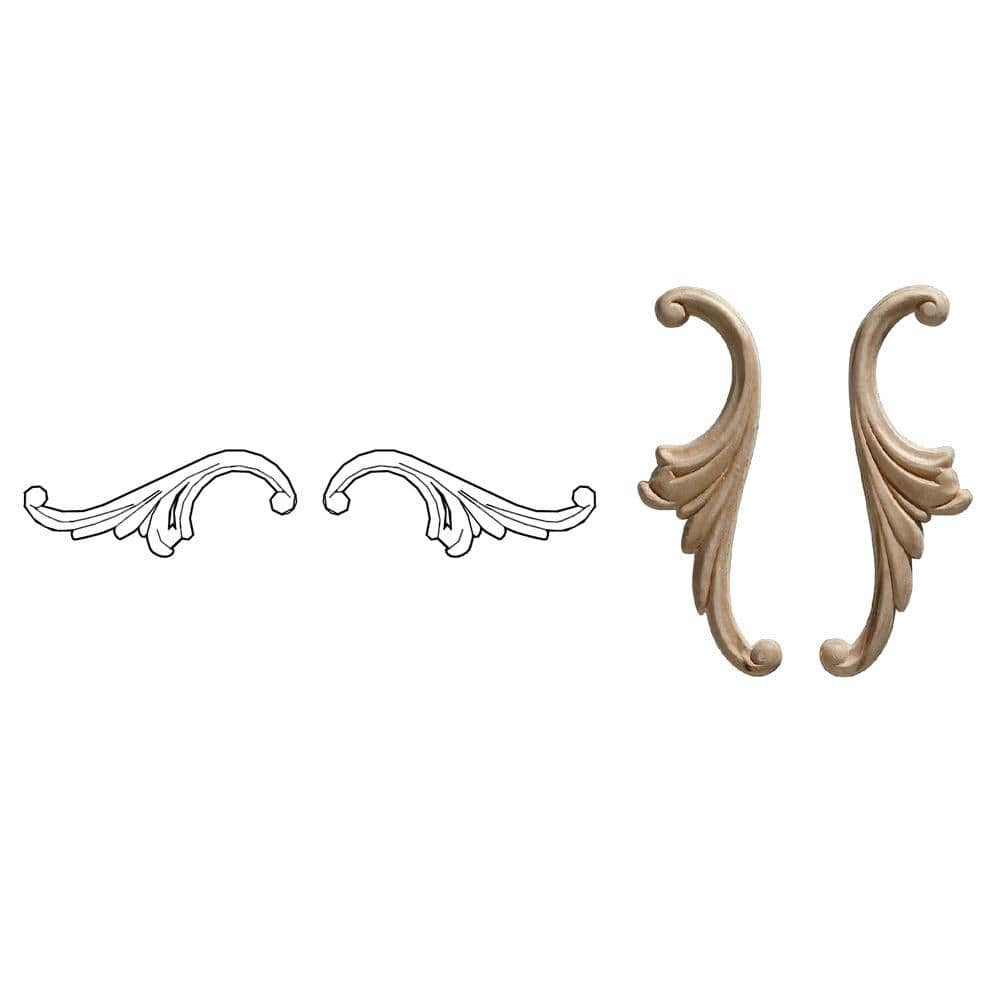 Ornamental Mouldings 1.75'' H x 5.25'' W x 0.22'' D Wood Onlay Scroll