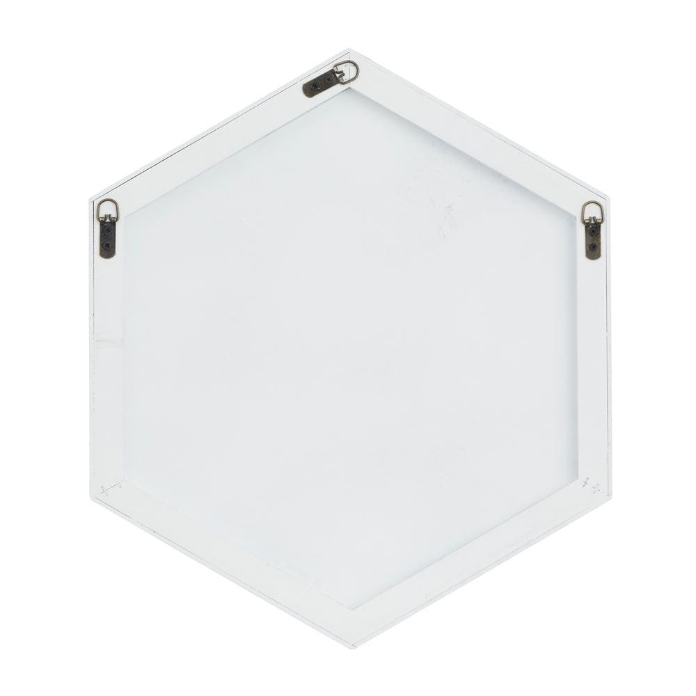21 in. x 24 in. Hexagon Geometric Framed White Wall Mirror with Thin Minimalistic Frame
