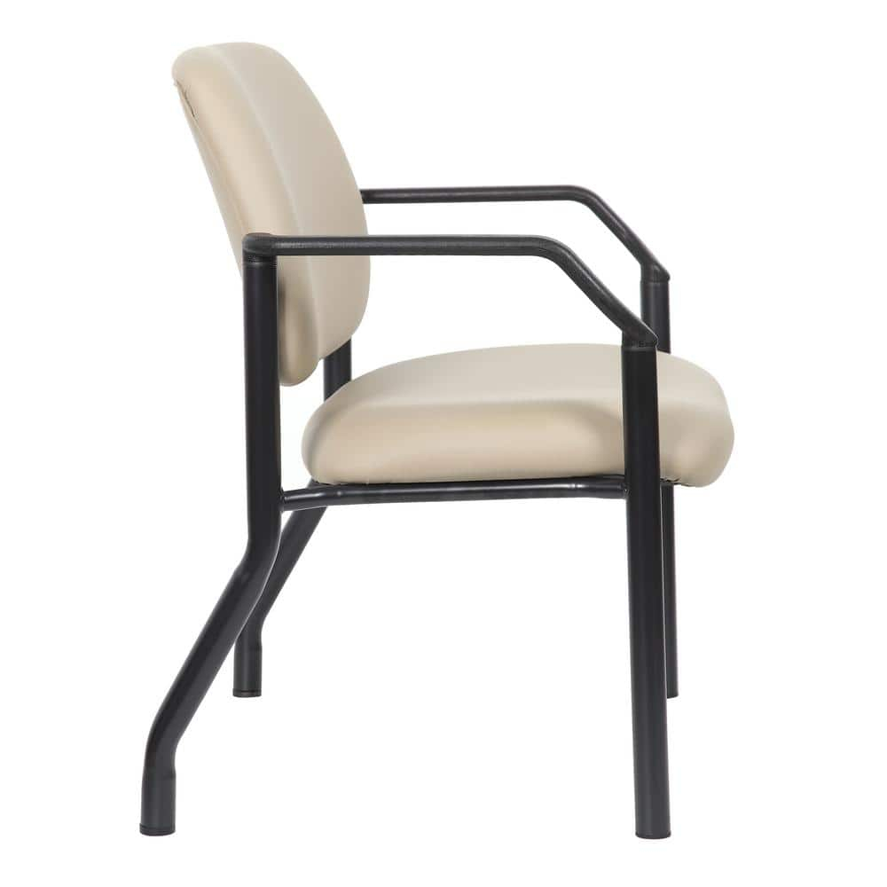 Boss Office Products Big and Tall Vinyl 500 lb. Weight Capacity Guest Armchair, Beige